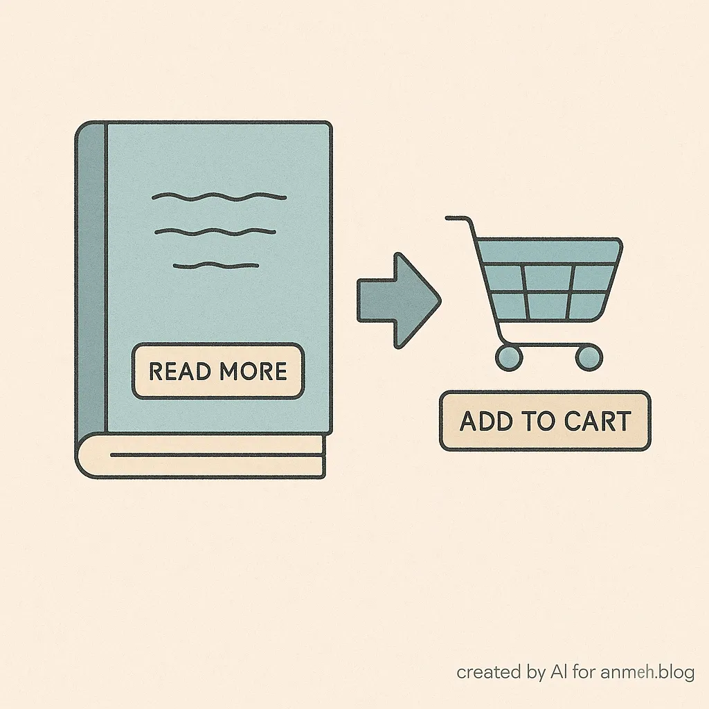 A Read more button turning into an Add to cart button beside a shopping cart