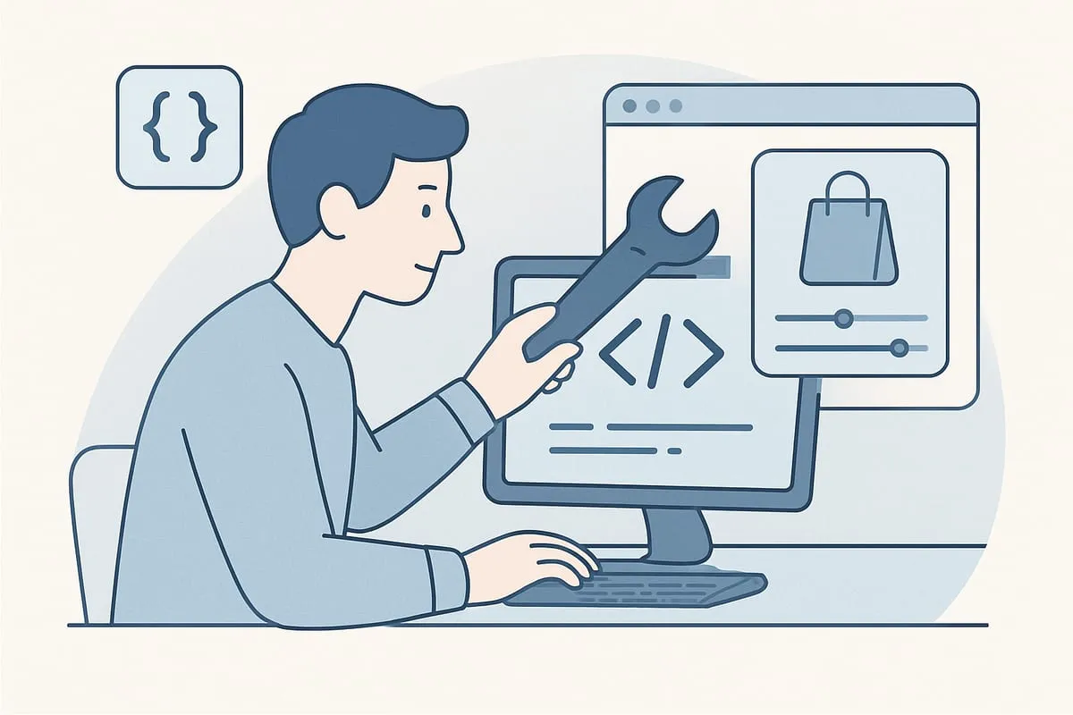 Illustration of a developer adjusting code for a product bundle's quantity rules
