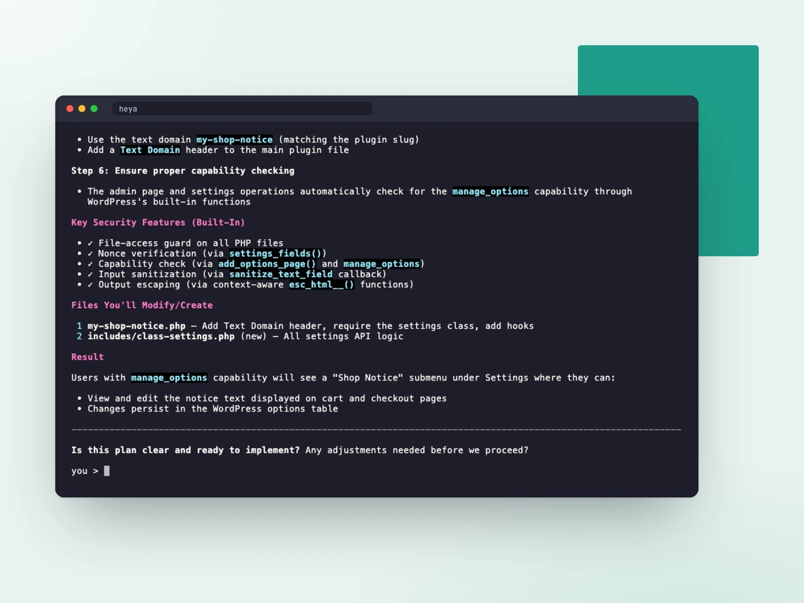 Heya planning a fix in the terminal