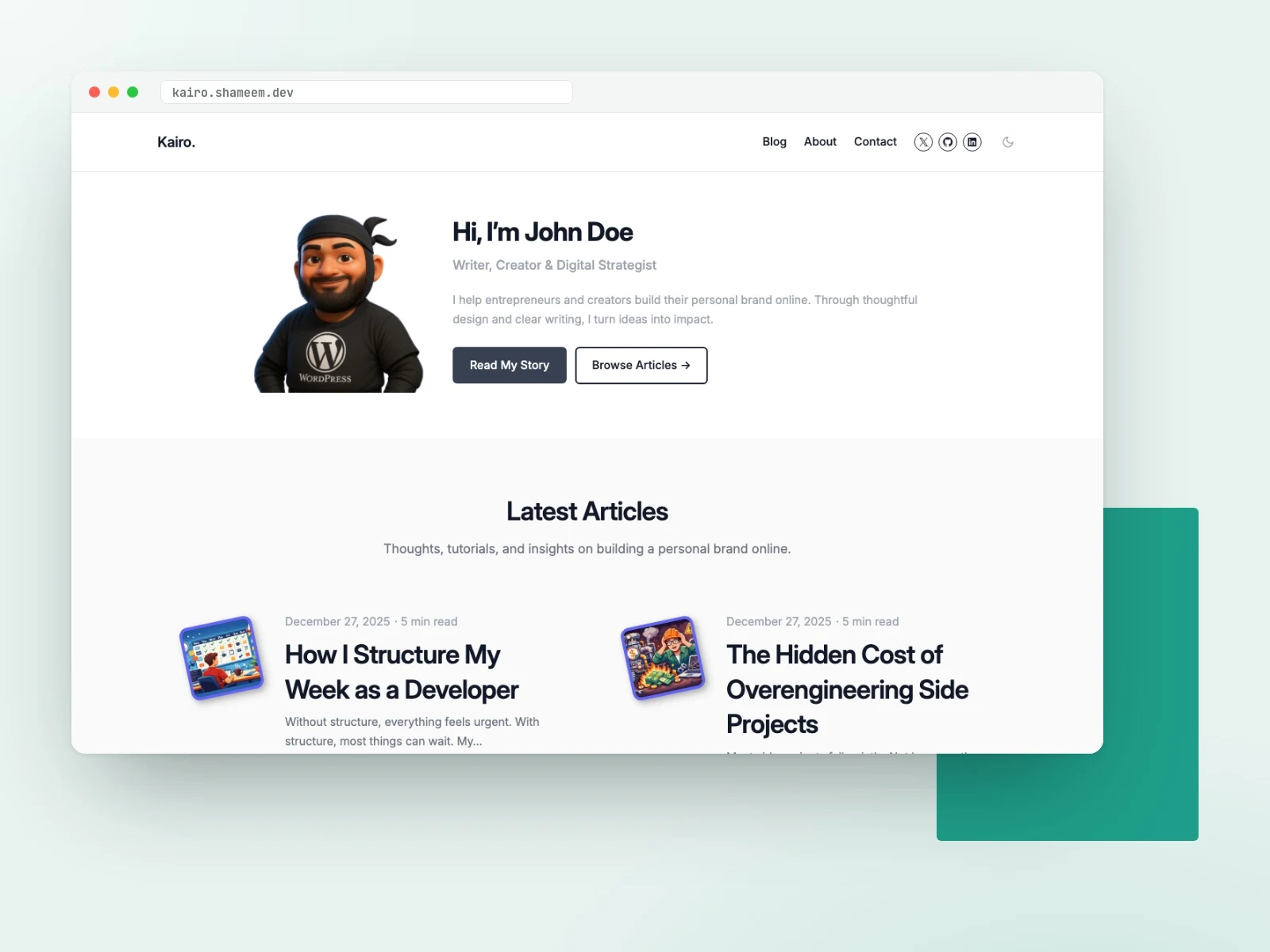 Kairo theme demo home page
