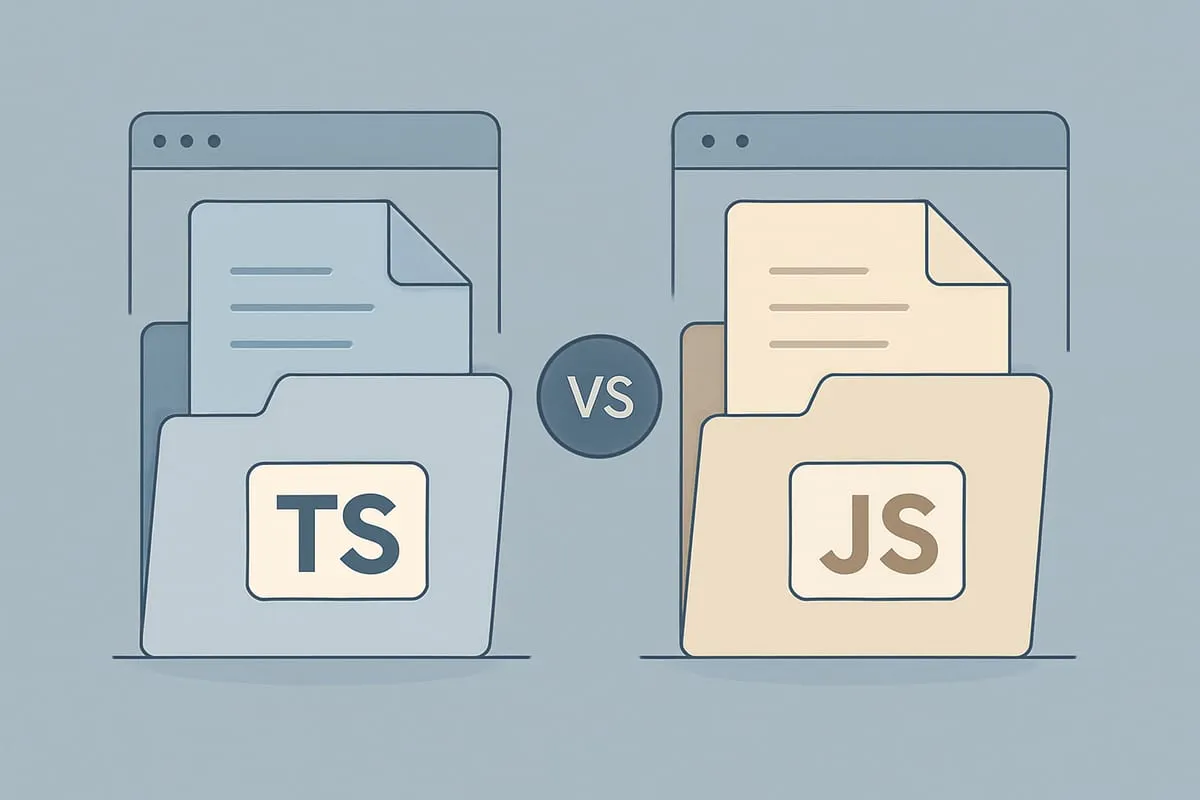 Two folders labeled TS and JS compared side by side