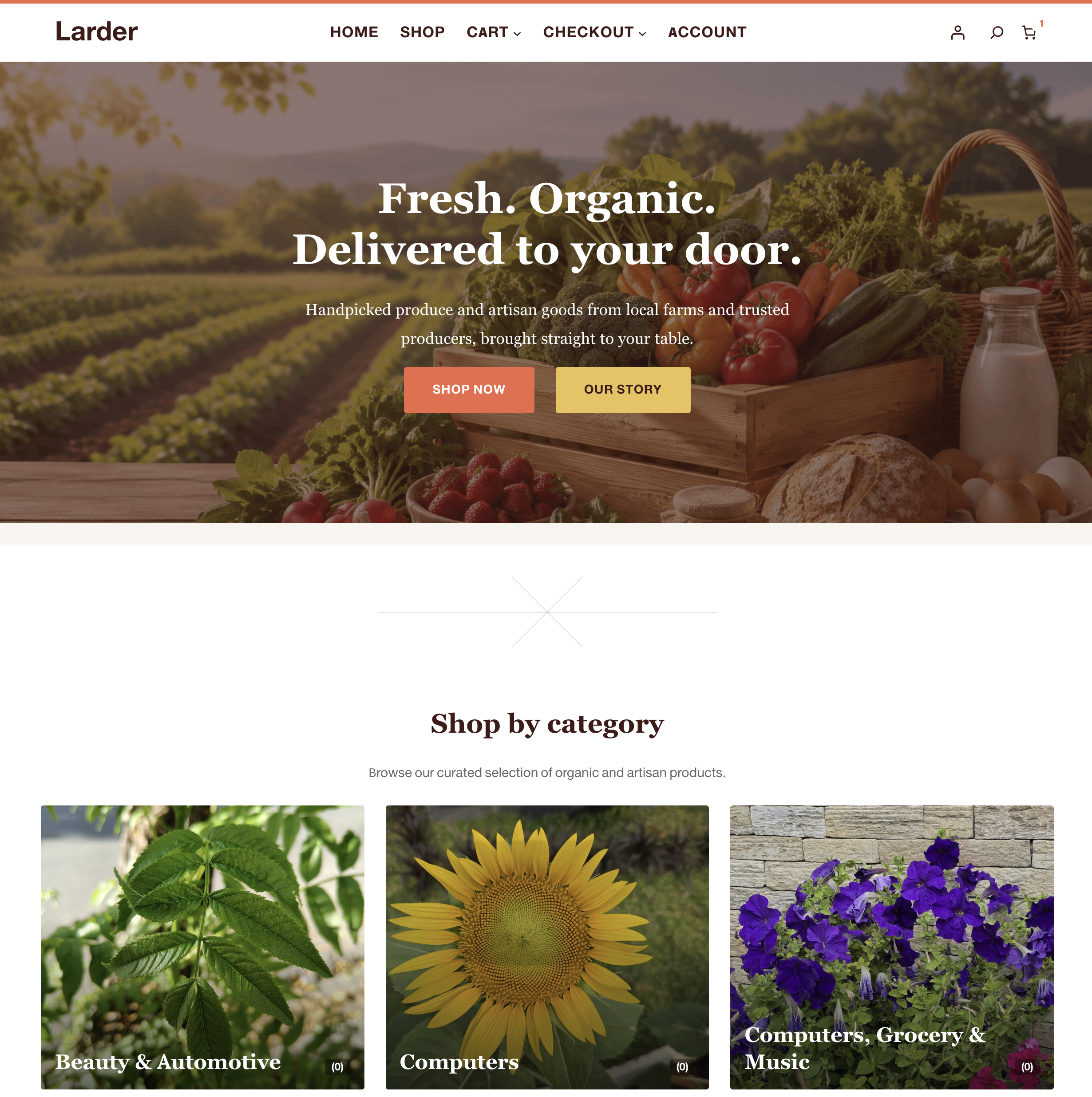 Larder theme hero section