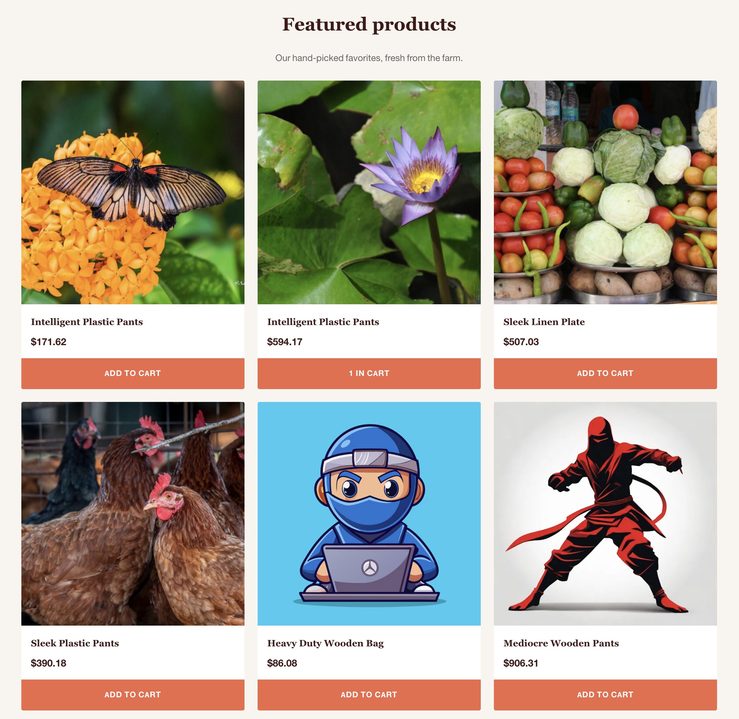 Larder theme featured products section
