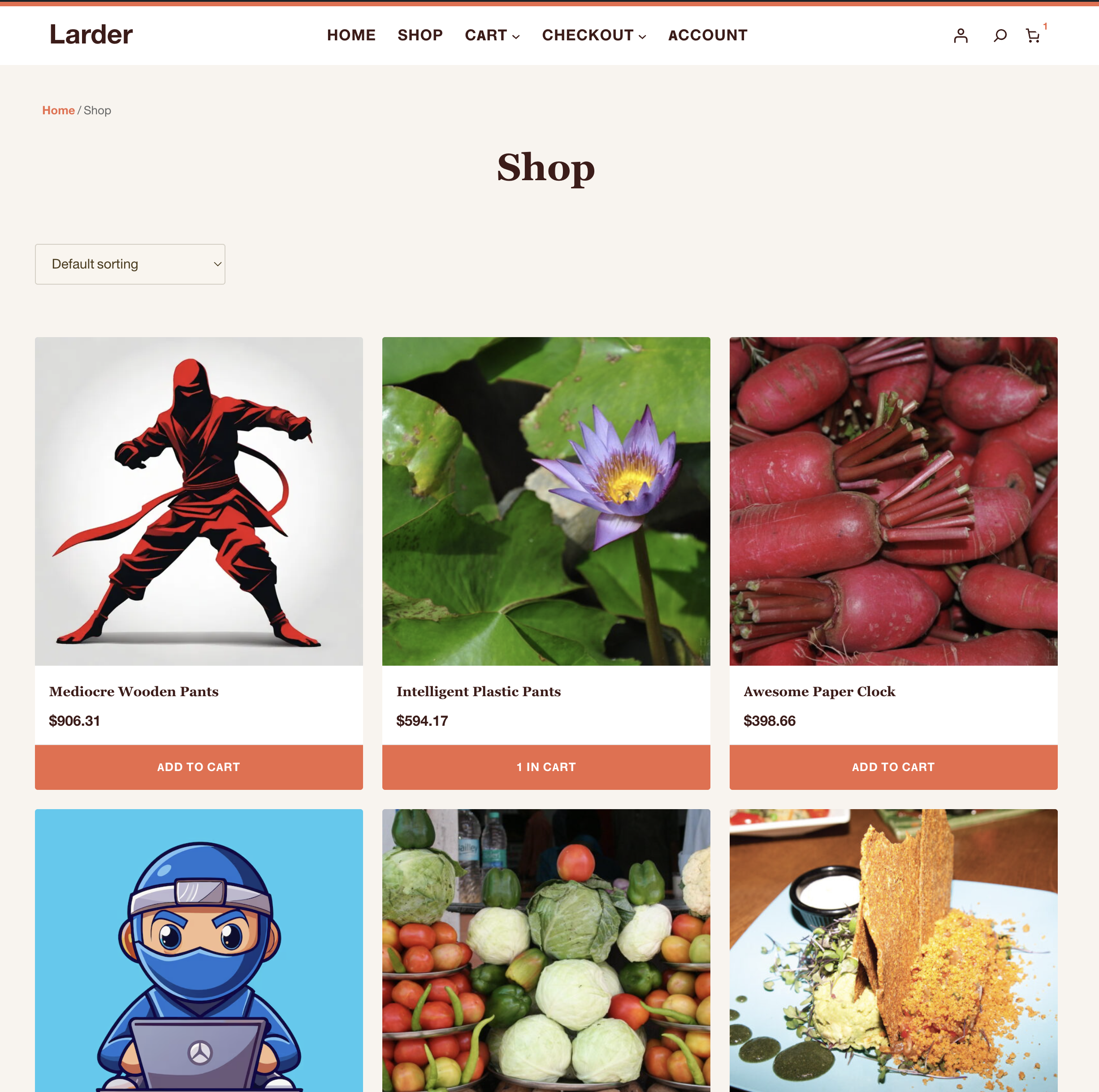 Larder theme shop archive page